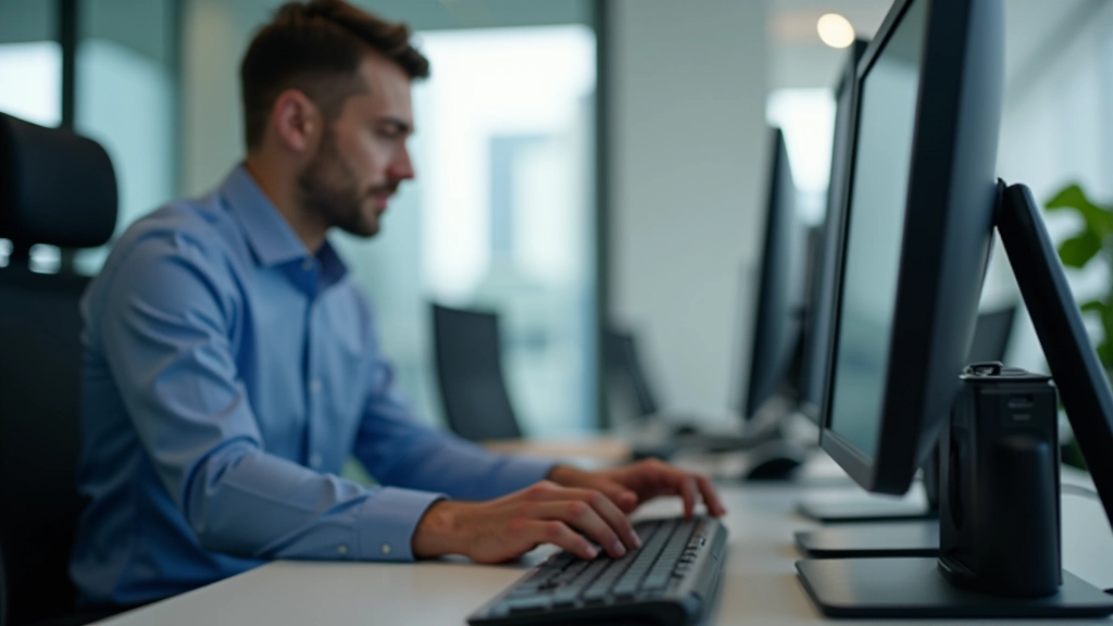 Person typing on keyboard with password security overlay and lock icons on monitor screen